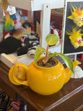 Orange Marmalade Philodendron in Yellow Teapot